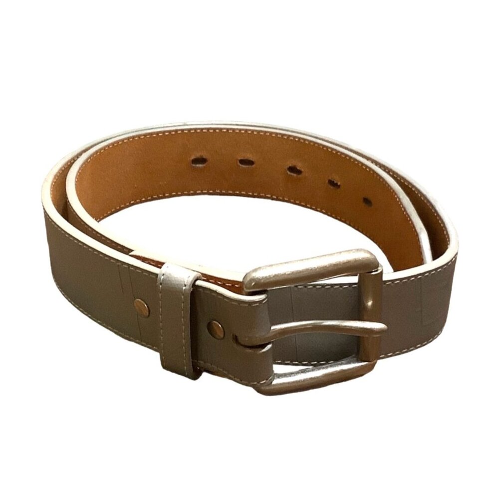 Georgia Boot Silver Gray Genuine Leather Belt Men Size 32‎